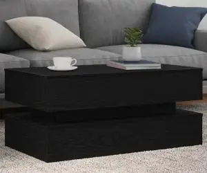 vidaXL Masuta de cafea cu lumini LED Stejar negru 90x50x40 cm