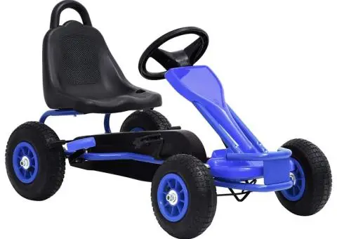 Mașinuță kart cu pedale și roți pneumatice, albastru - 1/5