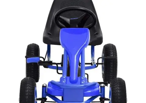 Mașinuță kart cu pedale și roți pneumatice, albastru - 3/5
