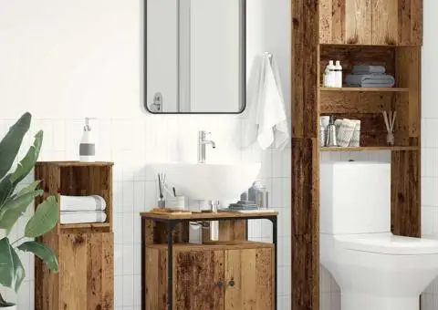 Dulap pentru chiuvetă de baie lemn vechi lemn prelucrat - 1/5