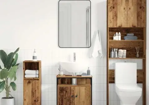 Dulap pentru chiuvetă de baie lemn vechi lemn prelucrat - 3/5