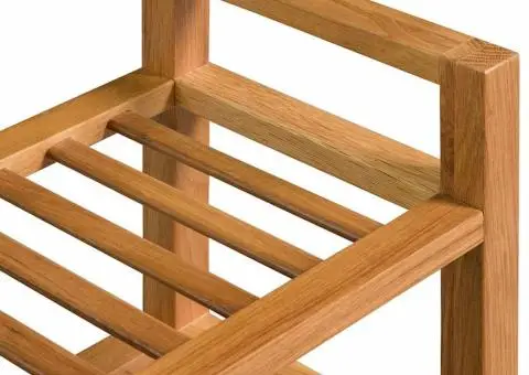 Pantofar cu 3 rafturi, 100x27x60 cm, lemn masiv de stejar - 4/5