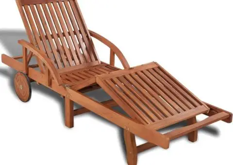 Șezlong, lemn masiv de acacia - 1/5