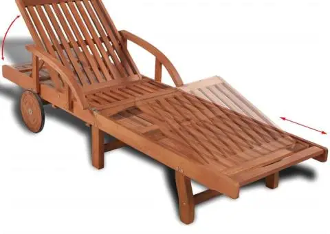 Șezlong, lemn masiv de acacia - 3/5
