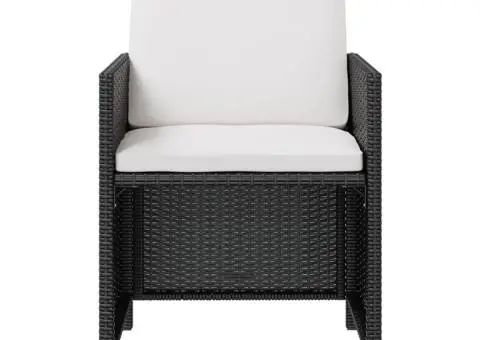 Set mobilier de exterior 11 piese negru, poliratan, lemn acacia - 4/5