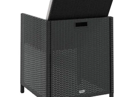 Set mobilier de exterior 11 piese negru, poliratan, lemn acacia - 5/5