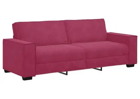 Set canapele cu perne, 2 piese, roșu vin, catifea - 5/5