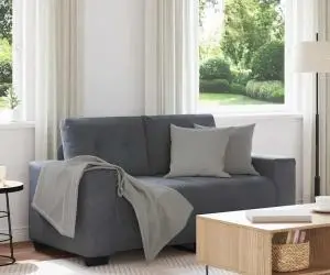 vidaXL Canapea lovesea gri închis 120 cm catifea