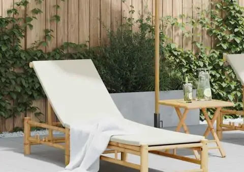 Sezlong cu perne 55x199x30 cm bambus - 1/5