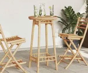vidaXL Masă de bar pentru exterior rotundă Ø55x100 cm din bambus