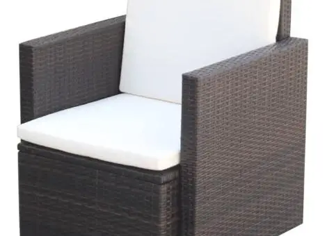 Scaun de grădină cu perne, maro, poliratan - 1/5