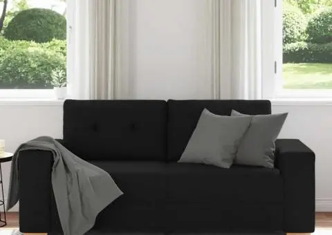 Canapea lovesea neagră 140 cm stofă - 3/5