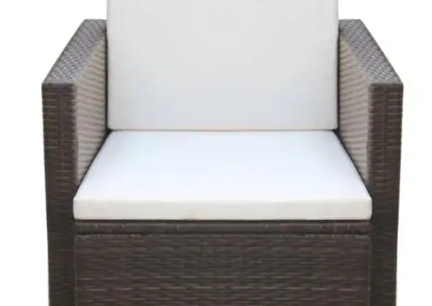 Scaun de grădină cu perne, maro, poliratan - 2/5