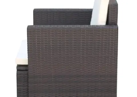 Scaun de grădină cu perne, maro, poliratan - 3/5