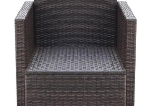 Scaun de grădină cu perne, maro, poliratan - 4/5