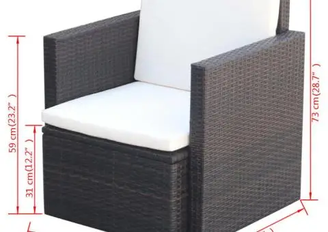 Scaun de grădină cu perne, maro, poliratan - 5/5