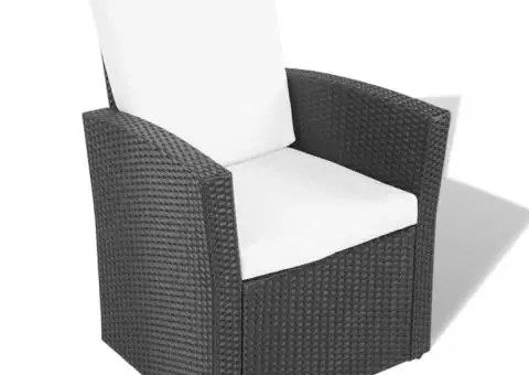 Set mobilier de grădină cu perne, 4 piese, negru, poliratan - 5/5