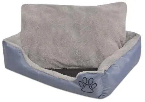 Pat pentru câini cu pernă căptușită, gri, mărime S - 1/5