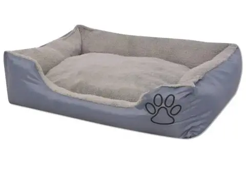 Pat pentru câini cu pernă căptușită, gri, mărime S - 2/5