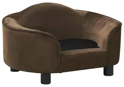 Canapea pentru câini, maro, 67x47x36 cm, pluș - 3/5