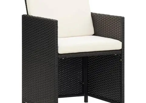 Scaune de grădină cu perne, 2 buc., negru, poliratan - 1/5