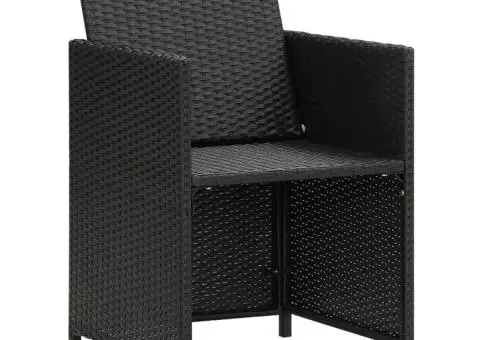 Scaune de grădină cu perne, 2 buc., negru, poliratan - 2/5