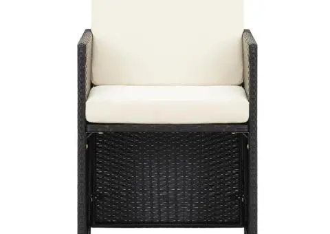 Scaune de grădină cu perne, 2 buc., negru, poliratan - 3/5