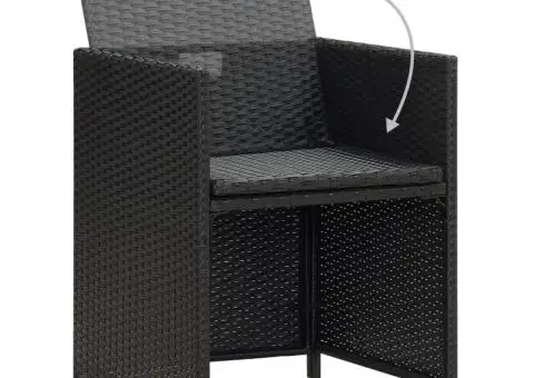 Scaune de grădină cu perne, 2 buc., negru, poliratan - 4/5