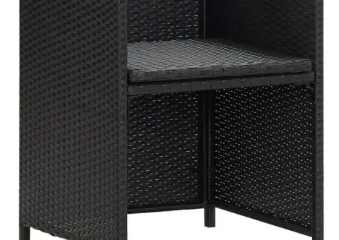 Scaune de grădină cu perne, 2 buc., negru, poliratan - 5/5