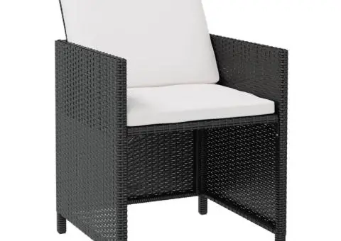 Set mobilier de exterior cu perne, 11 piese, negru, poliratan - 3/5