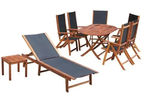 Set mobilier de exterior cu perne 9 piese, lemn masiv de acacia - 1/5