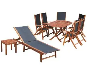 vidaXL Set mobilier de exterior cu perne 9 piese, lemn masiv de acacia