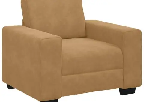 Set de canapele cu perne, 3 piese, maro, catifea - 4/5