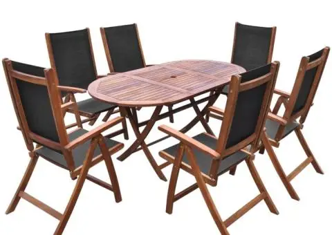 Set mobilier de exterior cu perne 9 piese, lemn masiv de acacia - 2/5