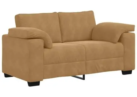 Set de canapele cu perne, 3 piese, maro, catifea - 5/5