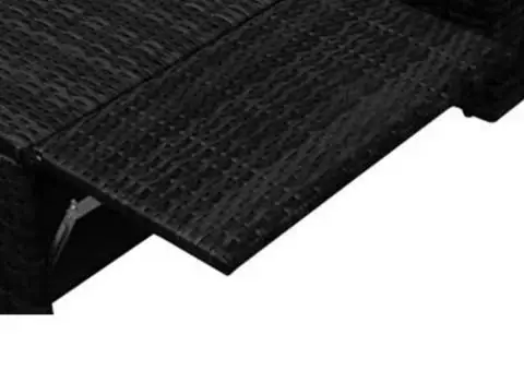 Set mobilier de grădină cu perne, 2 piese, negru, poliratan - 5/5