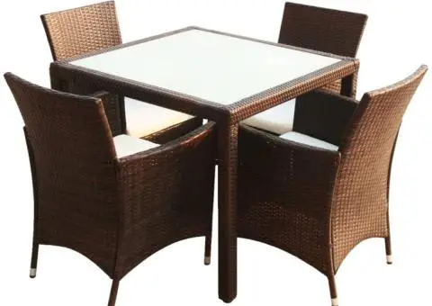 Set mobilier de exterior cu perne, 5 piese, maro, poliratan - 2/5