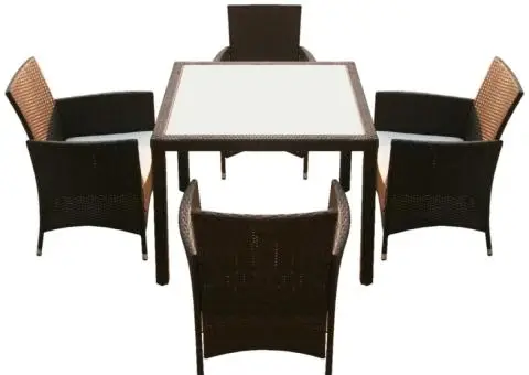 Set mobilier de exterior cu perne, 5 piese, maro, poliratan - 3/5