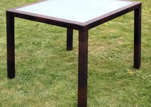 Set mobilier de exterior cu perne, 5 piese, maro, poliratan - 4/5