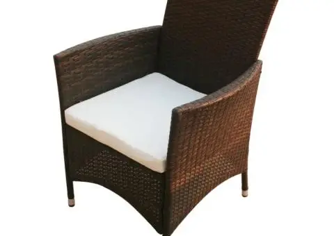 Scaune de grădină, 2 buc., maro, poliratan - 2/5