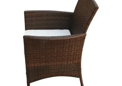 Scaune de grădină, 2 buc., maro, poliratan - 3/5