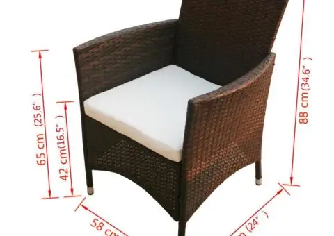 Scaune de grădină, 2 buc., maro, poliratan - 5/5