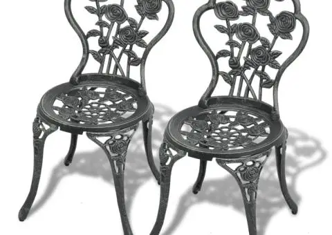 Scaune bistro, 2 buc., verde, aluminiu turnat - 1/5