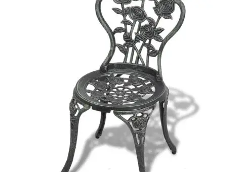 Scaune bistro, 2 buc., verde, aluminiu turnat - 2/5