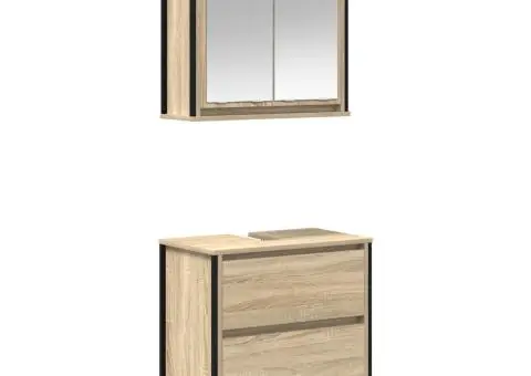 Set mobilier de baie, 2 piese, stejar sonoma, lemn prelucrat - 2/5