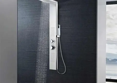 Sistem panel de duș, pătrat, oțel inoxidabil - 1/5