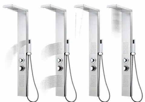 Sistem panel de duș, pătrat, oțel inoxidabil - 3/5