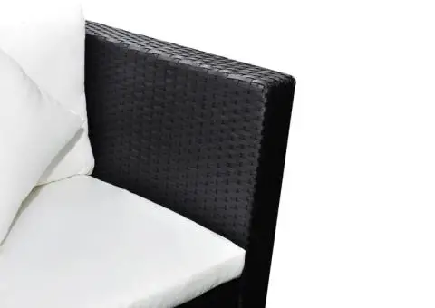 Set mobilier de grădină cu perne, 4 piese, negru, poliratan - 3/4