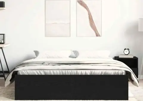 Cadru pat fără saltea, stejar negru, 150x200 cm, lemn prelucrat - 3/5