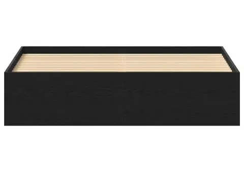 Cadru pat fără saltea, stejar negru, 150x200 cm, lemn prelucrat - 5/5